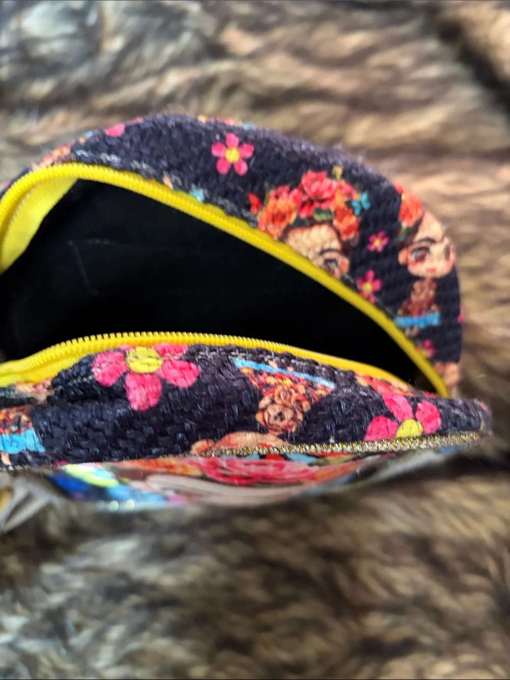 Mexican Artist Frida Kahlo Mini Backpack Animated Female Floral Yellow Woven